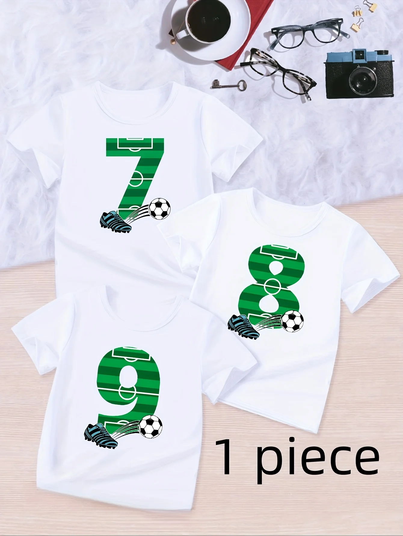 

1 Pc Birthday T-Shirt for Aged 7 To 9 Who Love Soccer - Perfect Party Outfit