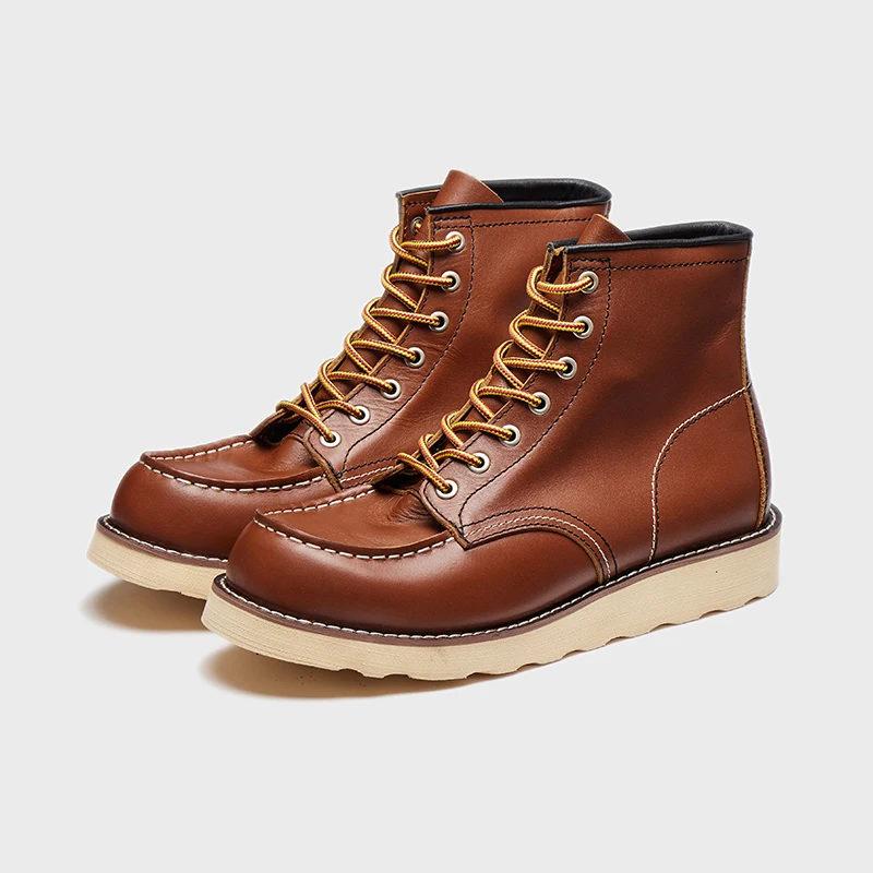 

Retro Boots High Top Men's Leather Work Boots Briti Sle Outdoor Motorcycle Boots Faionable Youth And Middle-aged