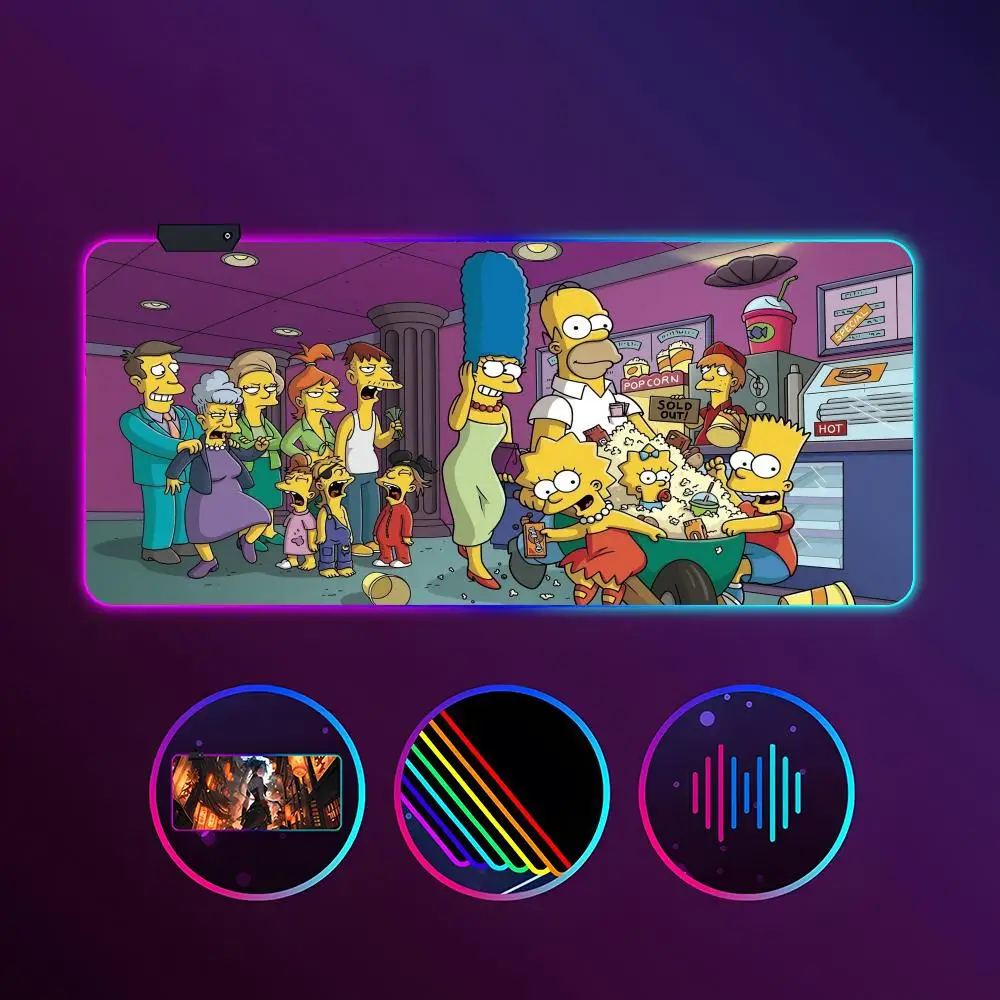 

The Simpsons Mouse Pad RGB Luminous 900X400mm Large Table Mat Non-slip Extra Large Game Office Mouse Pad