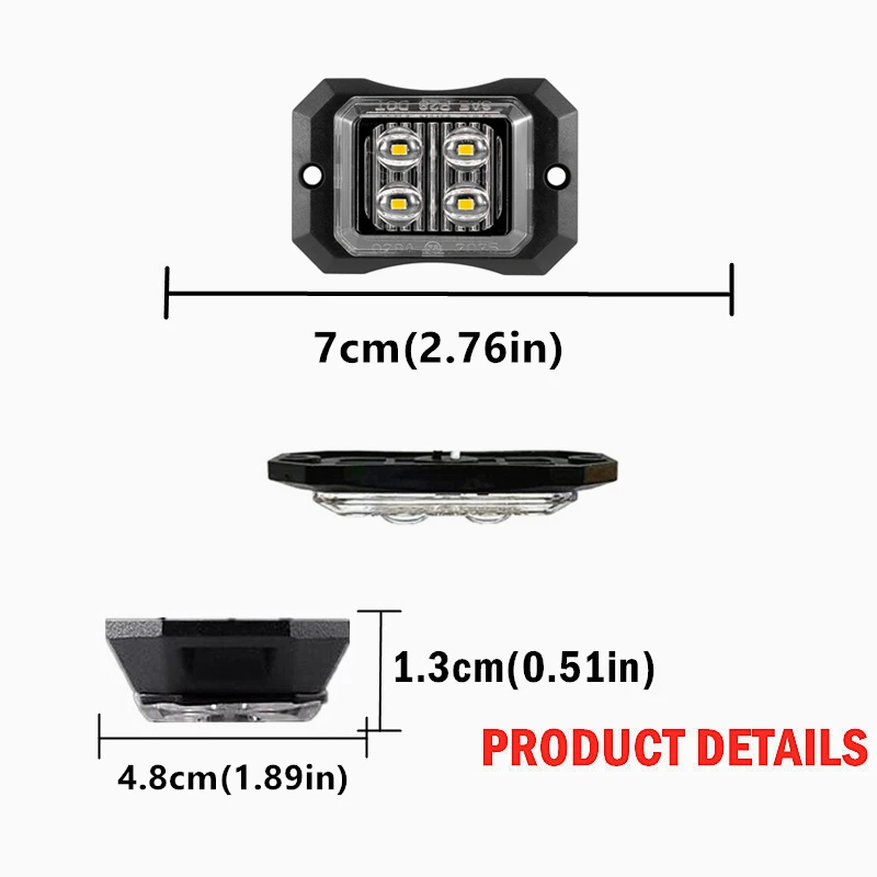 Picture 5: 8PCS 4LED Car Strobe Warning Light Lorry Side Light Truck Trailer Beacon Lamp LED Side Marker Clearance Light Emergency Lamp