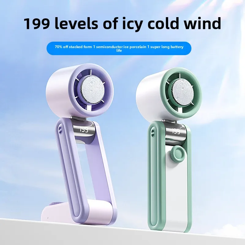Three-Fold Portable Neck Cooler, Digital Display Silent Fan for Outdoor High Power Use