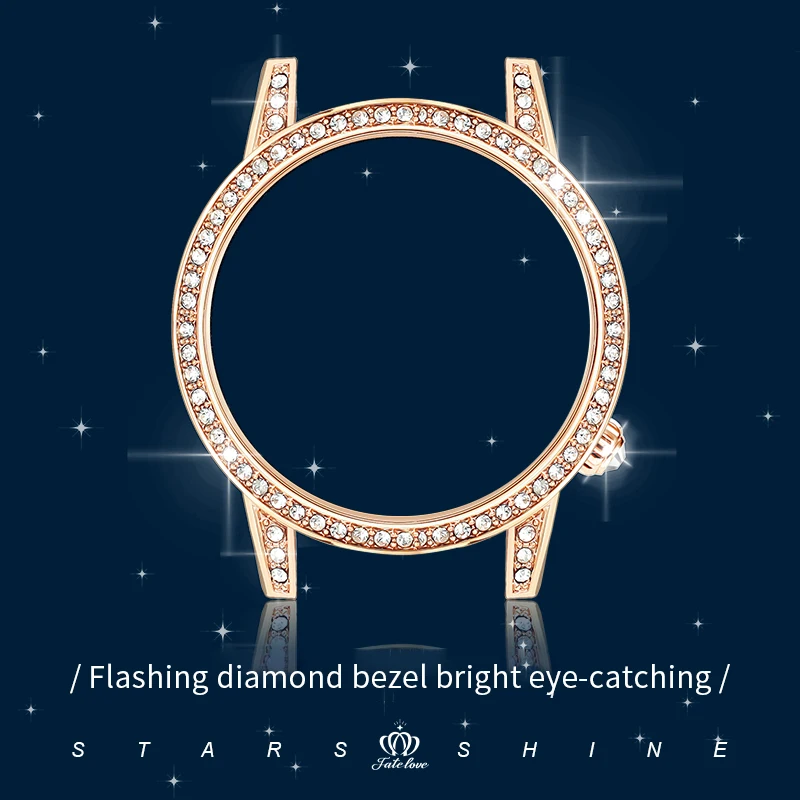 FATELOVE 825 Women\'s Watches Elegant Fashion Small Quartz Watch for Ladies Waterproof Luminous Leather Strap Diamond bezel