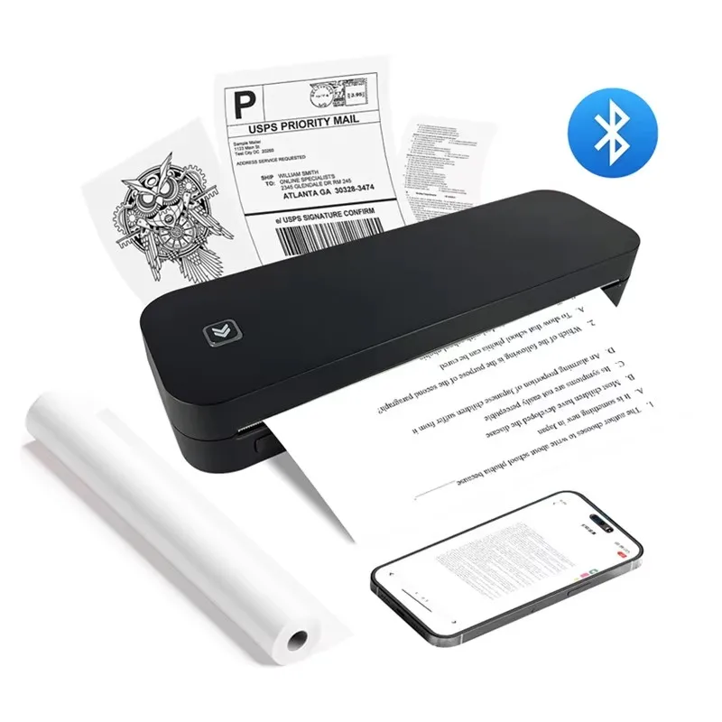 Tragbarer kabelloser Bluetooth-Mobil-A4-Thermodrucker im A4-Format, kompatibel mit iPhone und Android-Laptop, geeignet für Zuhause, Auto, Reisen, Büro