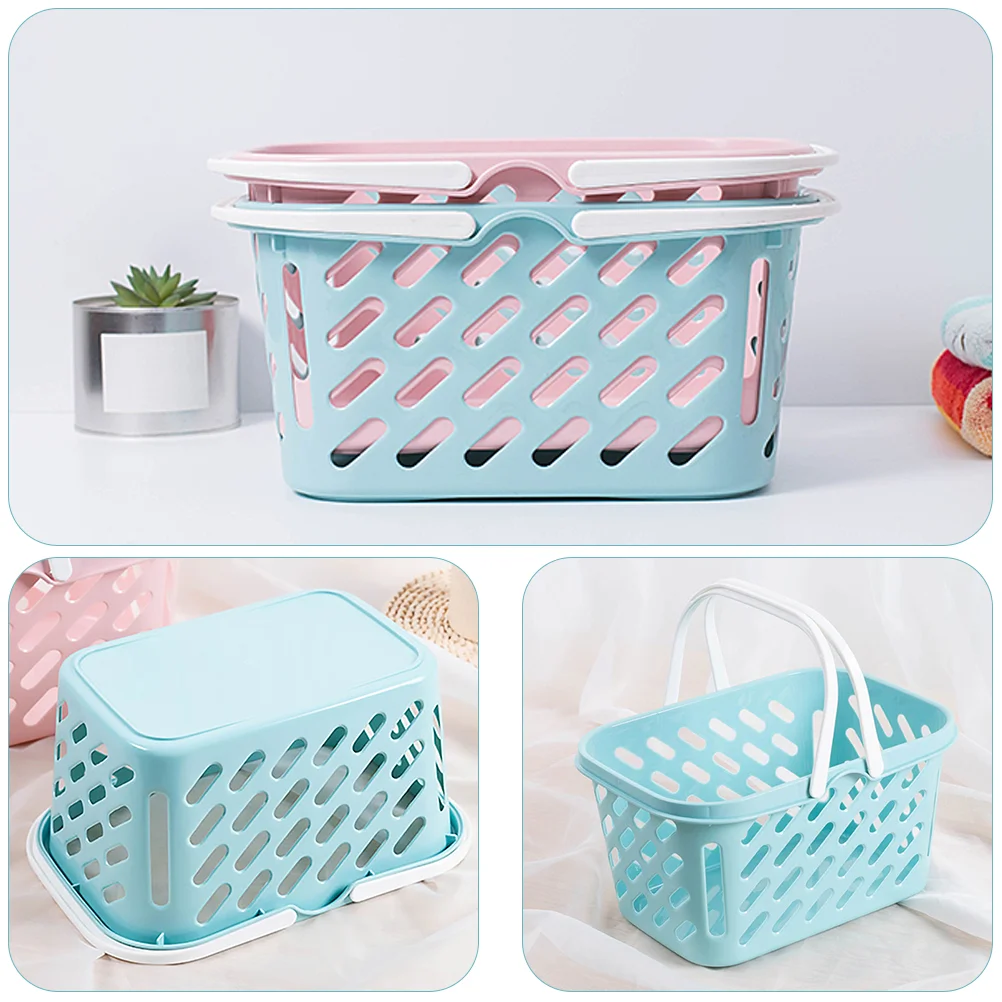 Shopping Basket Mini Toys for Kids House Square Gift Ornament Plastic Decor Child Storage Accessories Model