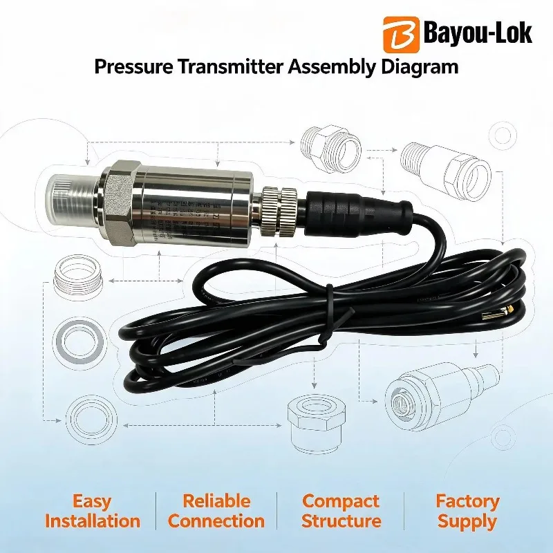 Valve Fitting DC24V Proof Pressure Transducer 0-4000psi Range 0.5%FS Accuracy IP65 Protection SUS316 Stainless Steel