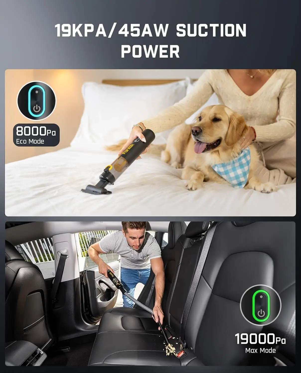 4in1 Portable Mini Vacuum Air Duster Cordless Car Handheld 19000pa Suction Pet Hair Type C Charge One Touch Empty Office Desk Ke