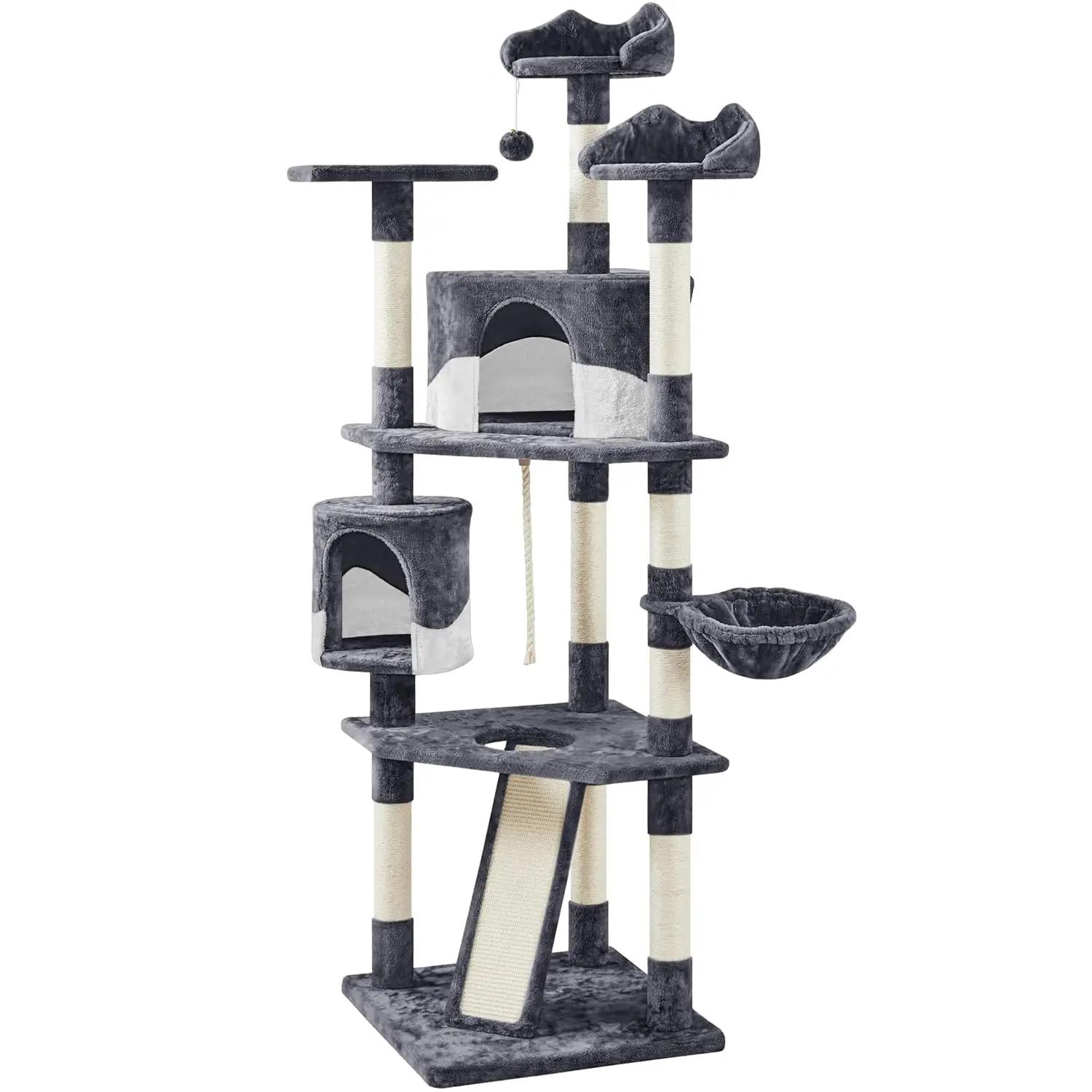 79in Multi-Level Tall Cat Tree for Multiple Cats with sisal Posts