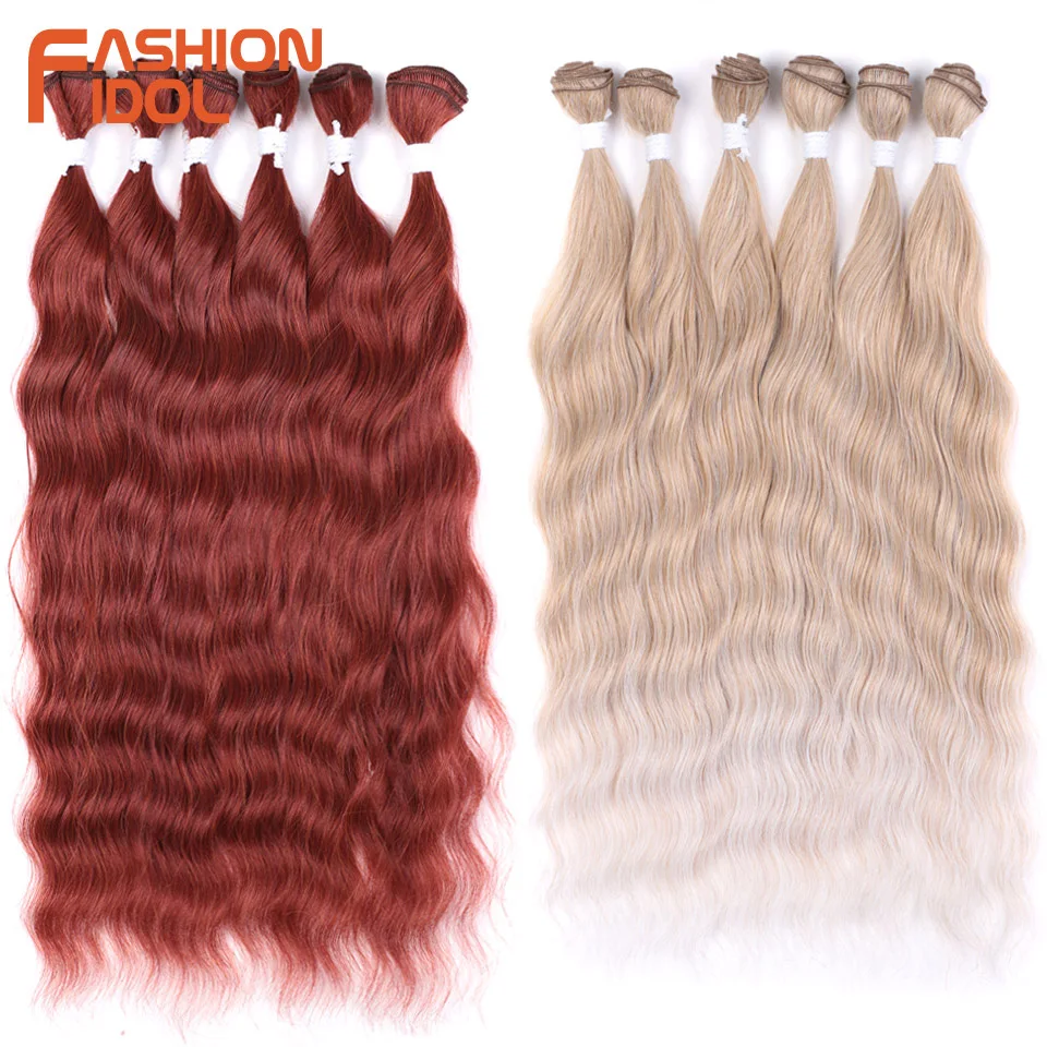 Loose Deep Water Wave Hair Bundles, extensões de cabelo sintético, Ombre Blonde Pink Hair Weave Bundles, frete grátis, 20 polegadas, 6pcs por pacote