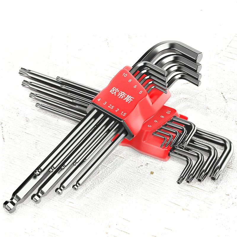 9PCS Hex Set Spanner Alloy Steel Double-End Screwdriver Allen Key Hexagon Flat Ball Torx Star Head Wrench Hand Tools