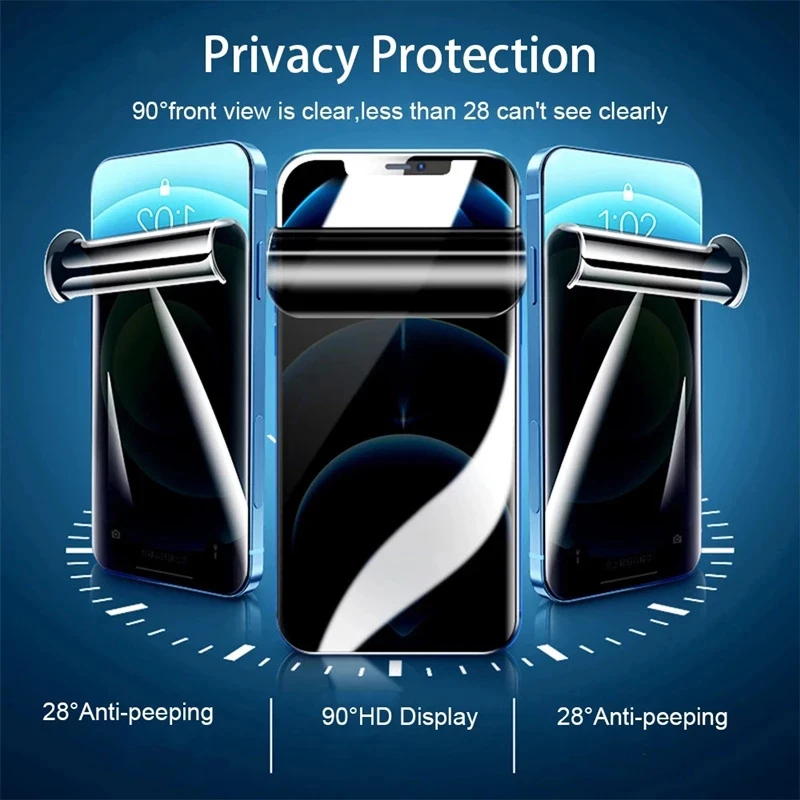 3 Piezas Película de Hidrogel Anti Espía para iPhone 17 16 15 14 13 12 11 Pro Max Protector de Pantalla Privacidad Película Protectora 14 Plus No Vidrio 16E 3