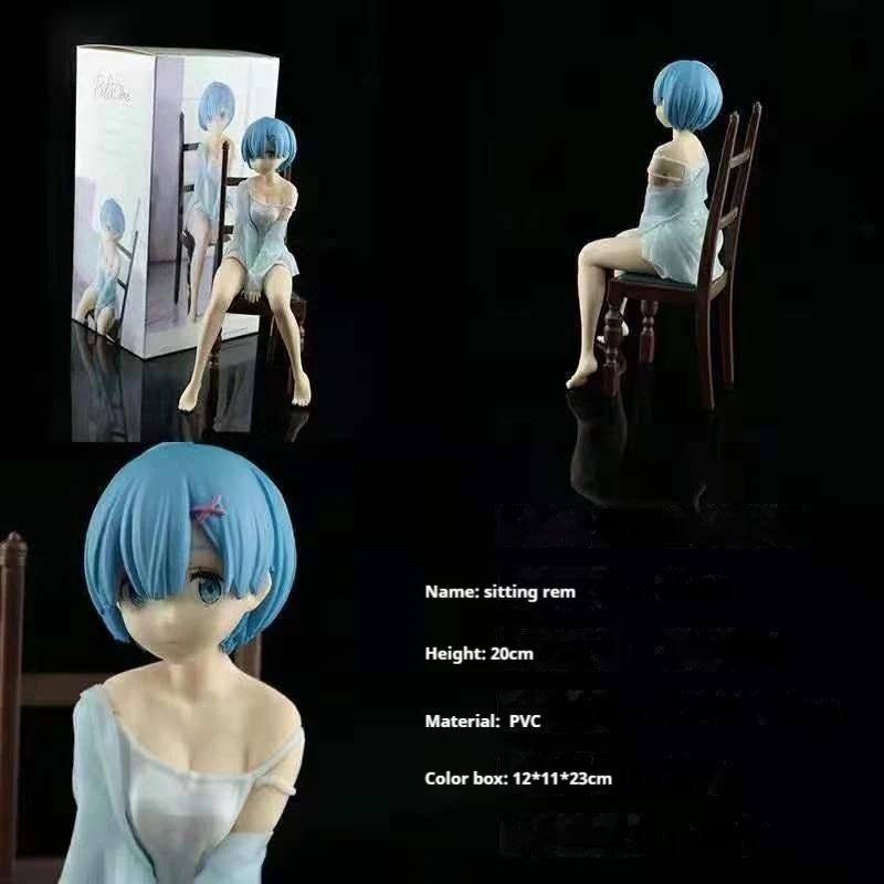 19.5cm Rem Chair Pajama Swimsuit Women'S Solid Figures Re Zero Starting Life In Another World Figure Figurine Pvc Model Toys