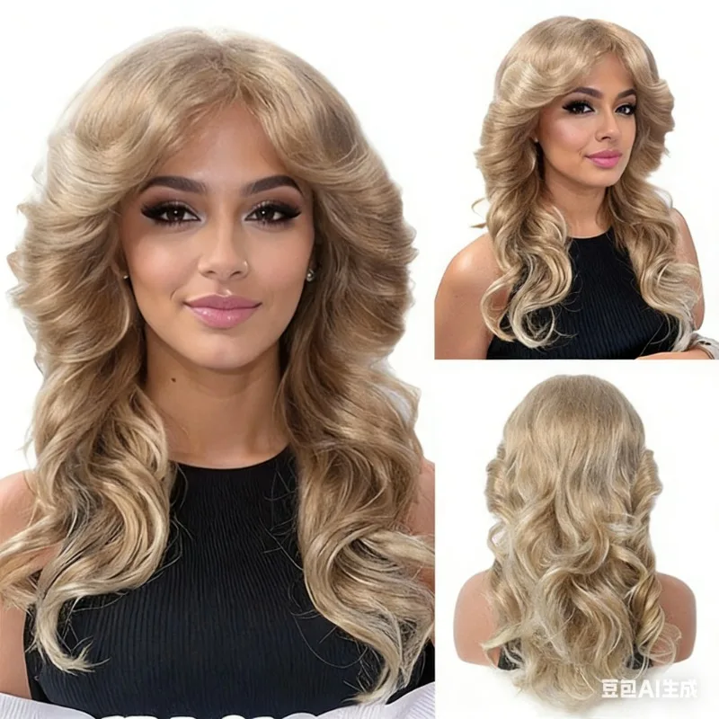 Perruques Cosplay pour femmes dame 60s 70s perruque Blonde Farrah Fawcett perruques Disco cheveux synthétiques longs bouclés Glueles perruques complètes
