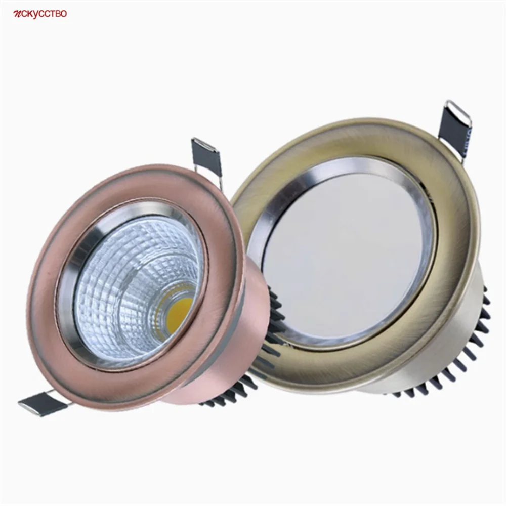 

American Retro Bronze Color Resin Iron Led Downlight Country Loft Decor Living Room Corridor Ceilings Recessed Spot Lamp 220V