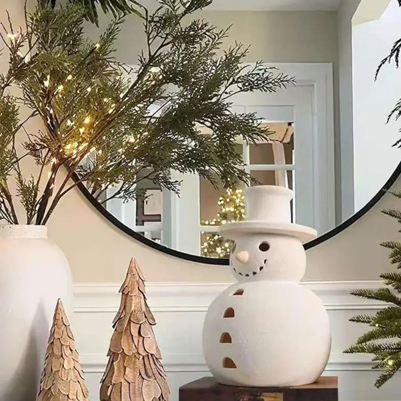 أنيقة الراتنج ثلج عيد الميلاد الديكور الرجعية عطلة زخرفة لرف الطاولة الشتاء حزب المنزل لهجة P9YB #2