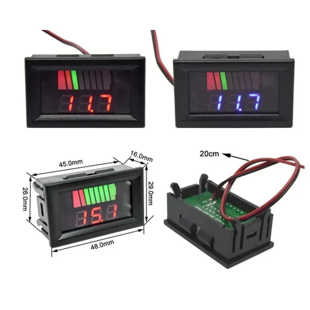 12-72V Car Battery Charge Indicator LCD Digital Dual Display Voltage Power Meter Lithium Battery Capacity Meter Voltage Tester