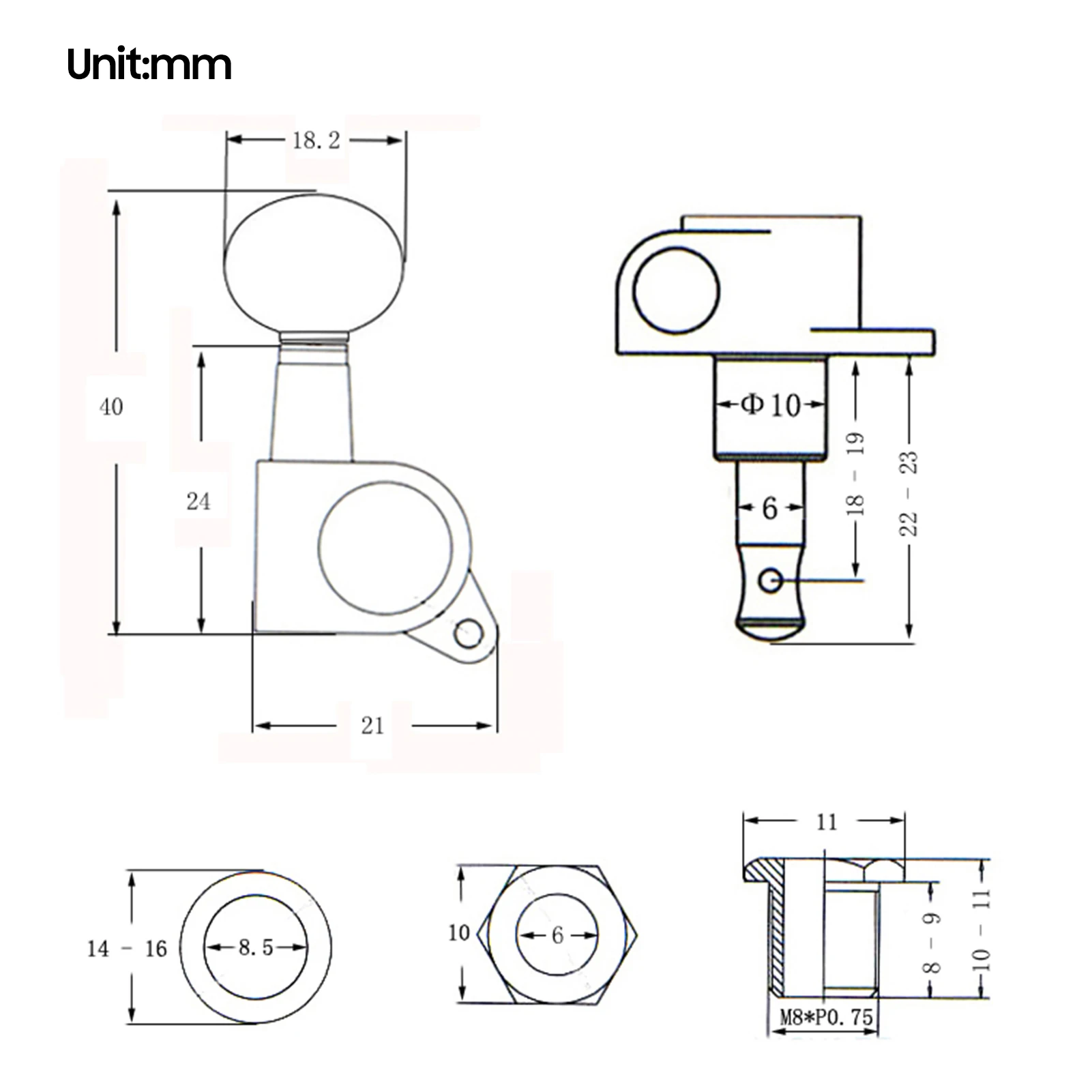 4 PCS Ukulele Tuning Peg Uke Knobs 1:15 Closed Style Tuners Tuning Key for 4 String Ukelele