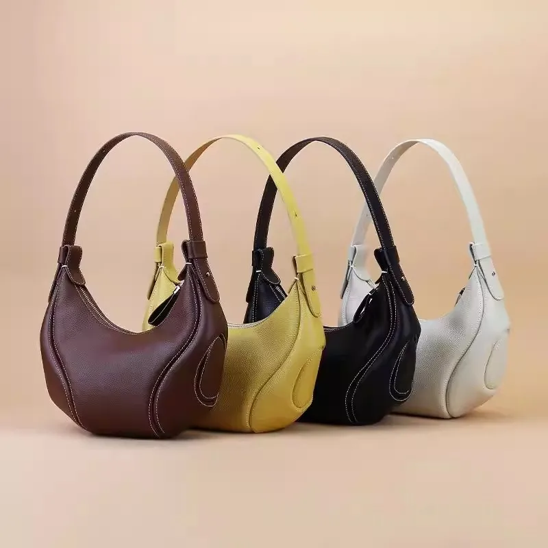 

Новая модель 2026 года: Женская сумка-круассан из натуральной кожи (первый слой воловьей кожи) на одно плечо, универсальная, для повседневного использования, через плечо, в форме полумесяца