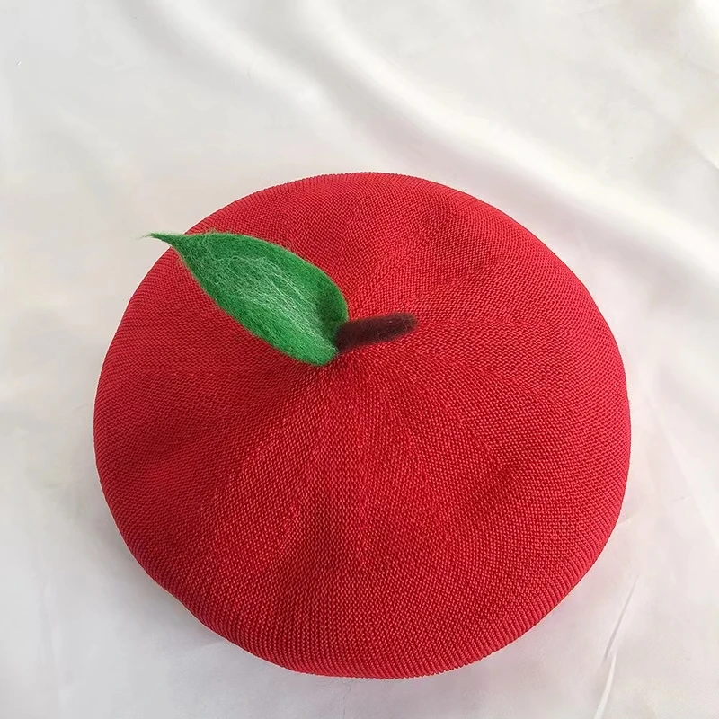 Red Mushroom Beret Women DIY Handmade Woolen Painter Hat Autumn and Winter Cute Warm Children Pumpkin Hat Christmas Hat mushroom