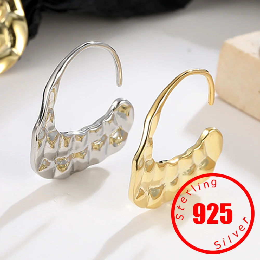 Vintage Earrings Lozenge Shaped Earrings Metal Circle Accessory 2024 New Trend Women Fashion Stamp 925 Sterling Silver Jewelry