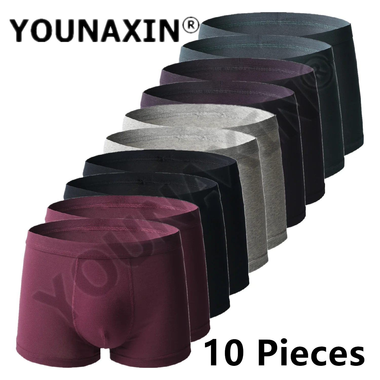 YOUNAXIN 10 Pcs Men\'s Underwear Plus Bigger Cotton Large Size Undies Boxer Shorts Solid Underpants L XL 2XL 3XL 4XL 5XL 6XL