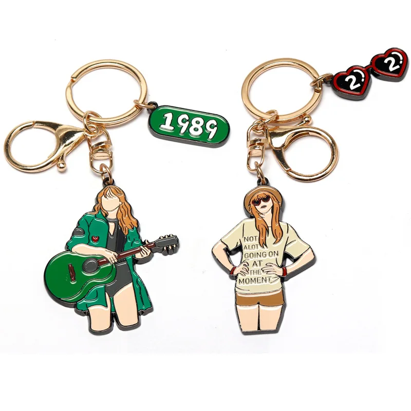 Star Singer Pendant Keychain Taylor 1989 Fans Collect Guitar Pendant Keyring Holder Men Women Bag Accessories