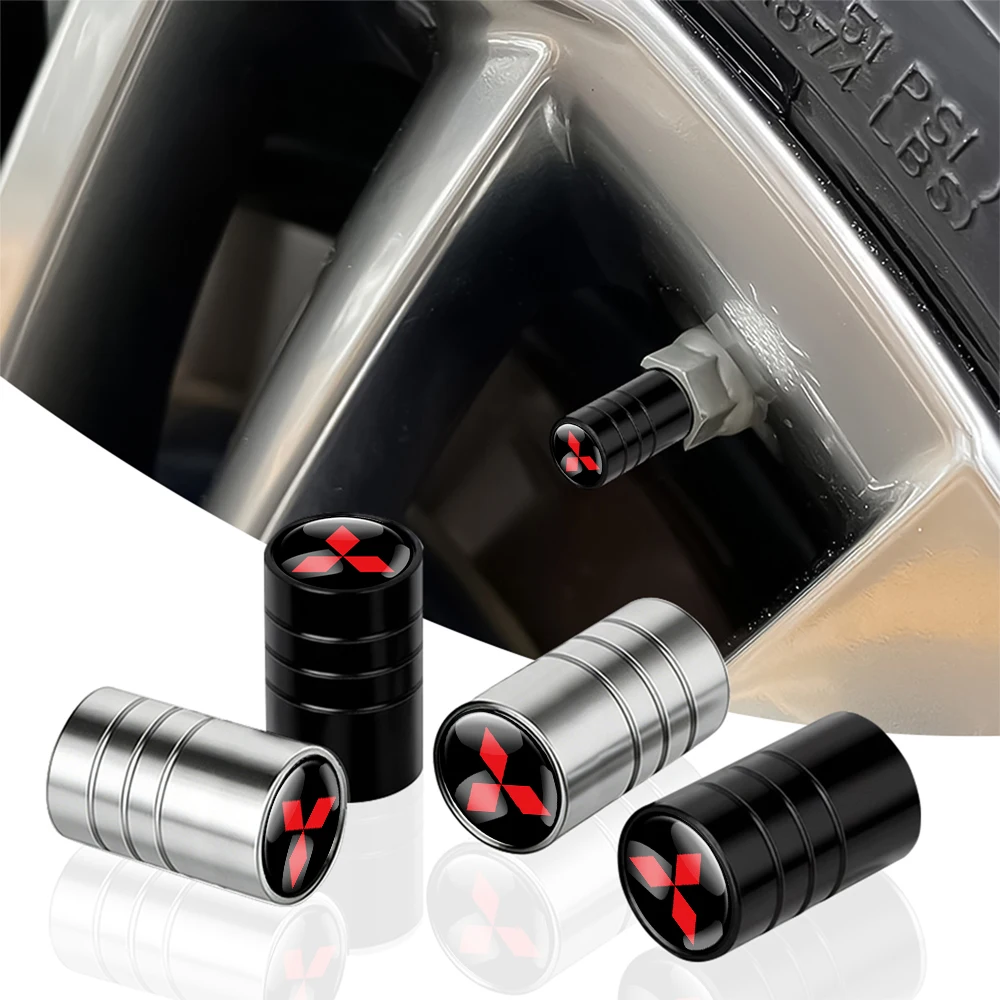 4Pcs 3D Metal Car Wheel Tire Valve Stem Cap Accessories For Mitsubishi 9 Ralliart EX ASX L200 Colt Outlander Pajero Lancer Cross