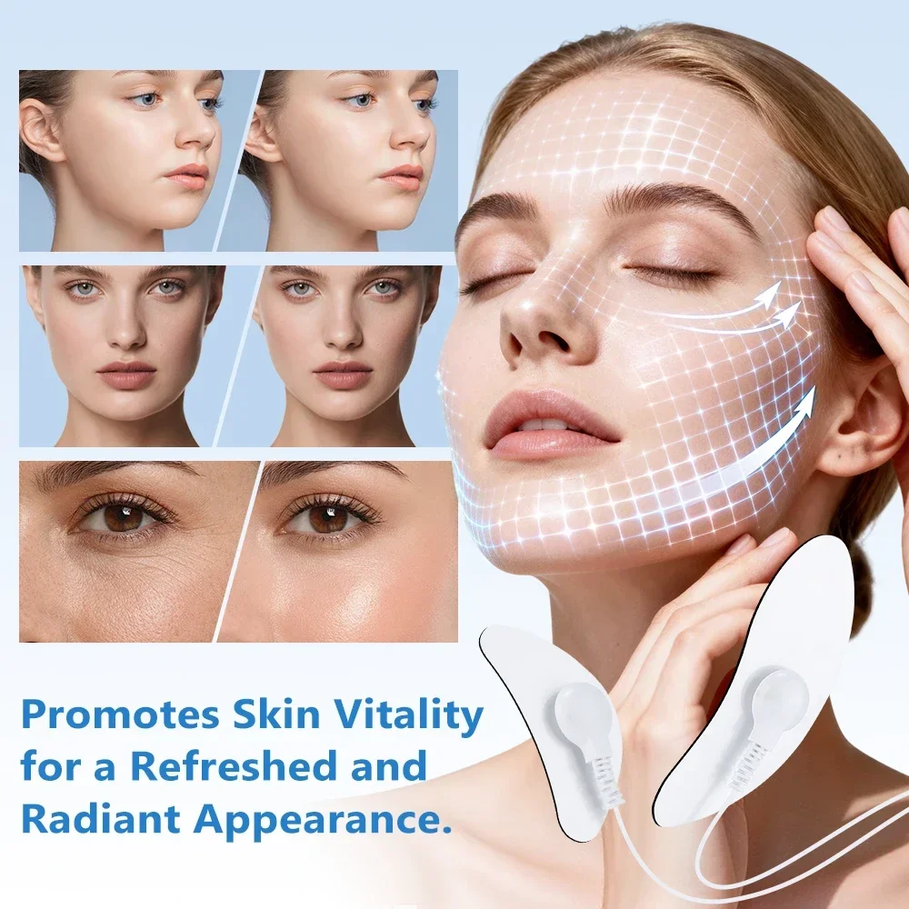 EMS Face Massager, 8 Modes 19 Levels Microcurrent Facial Toning Device with 4 Gel Pads for Face Eye, USB Rechargeable Home Beaut