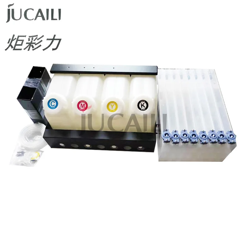 JCL Ink Supply System 4 Pcs 1500mL Tanks Subjoin 8 Pcs 220mL Ink Cartridges for Roland MIMAKI Mutoh Printer