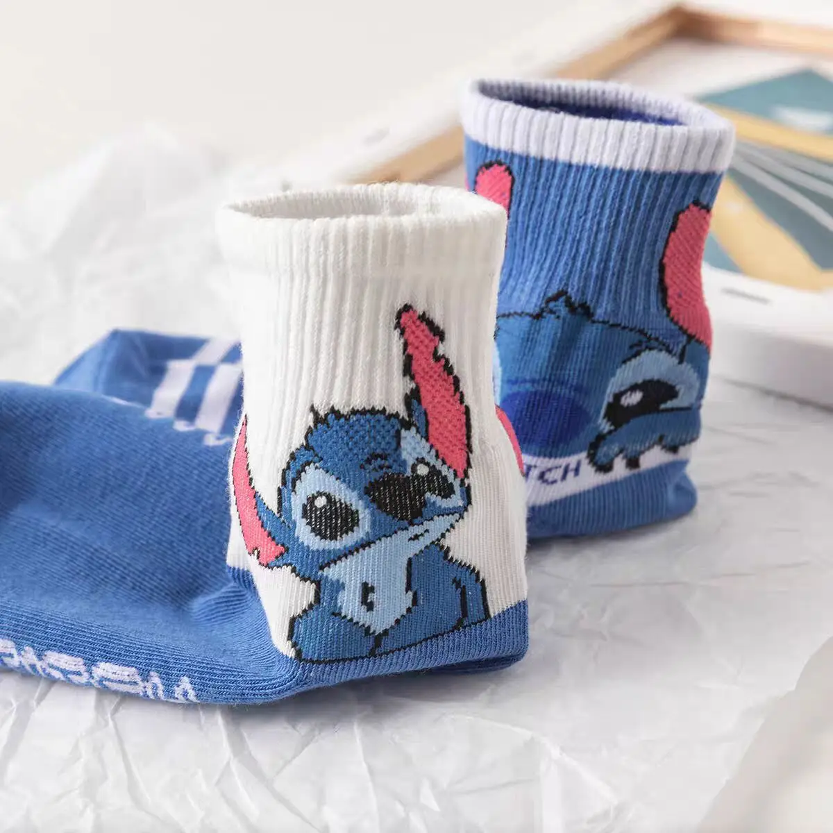 1pair Fashion Disney Anime Stitch Men Socks Cute Cartoon Women Sock Gift for Girls Friends Boys