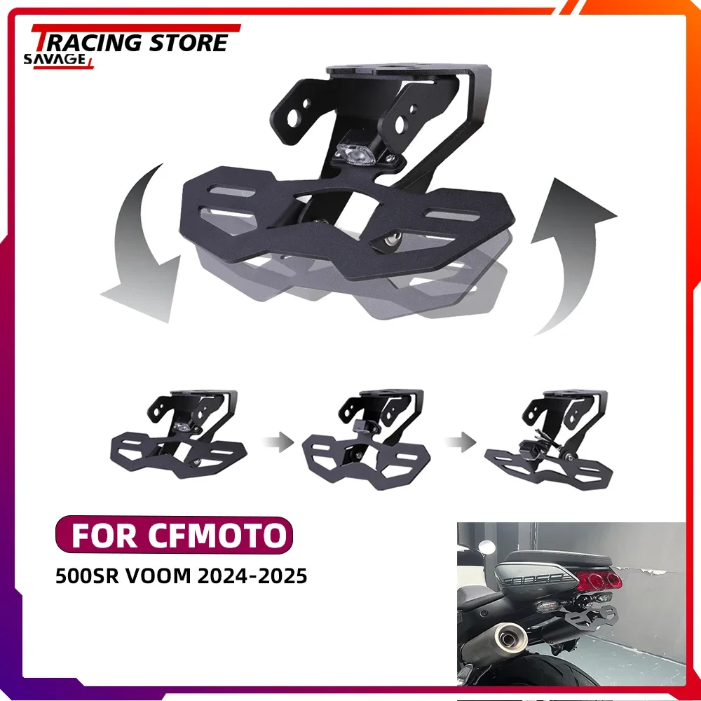 

For CFMOTO 500SR VOOM Motorcycle License Plate Bracket Fender Eliminator with LED Plate Light Rear Tail Tidy 500 SR Adjustable