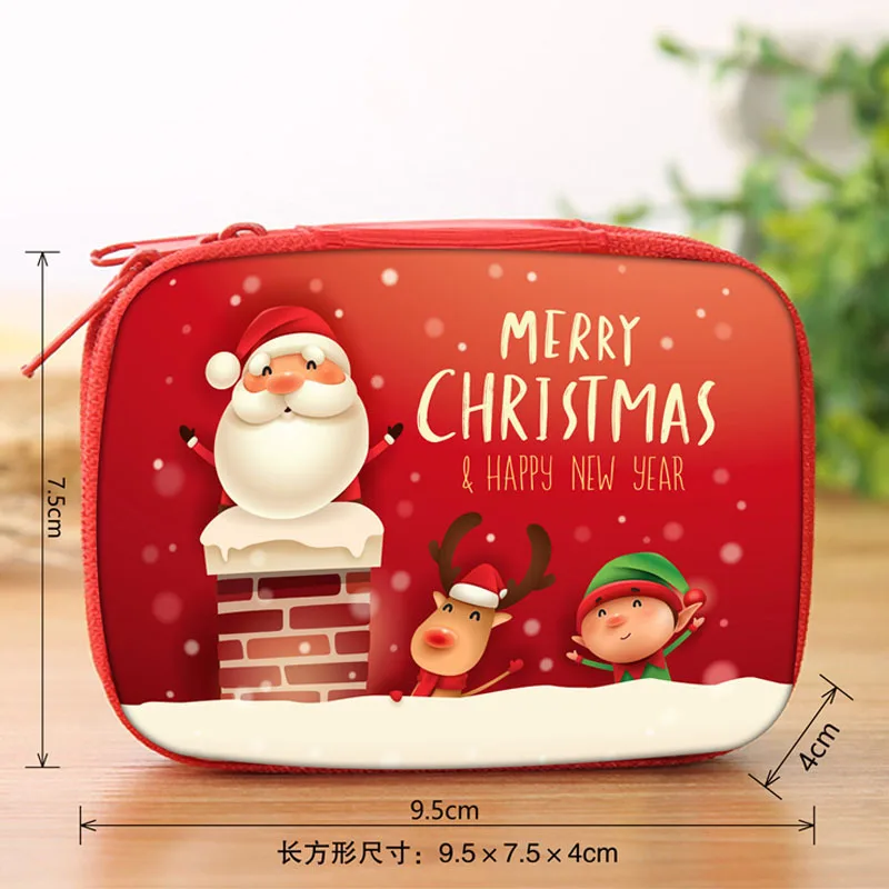 

Tinplate Purse Earphone Storage Bag Christmas Gift Santa Claus Elk Pattern Coin Purse Key Coin Bag Red Purse Christmas Decor