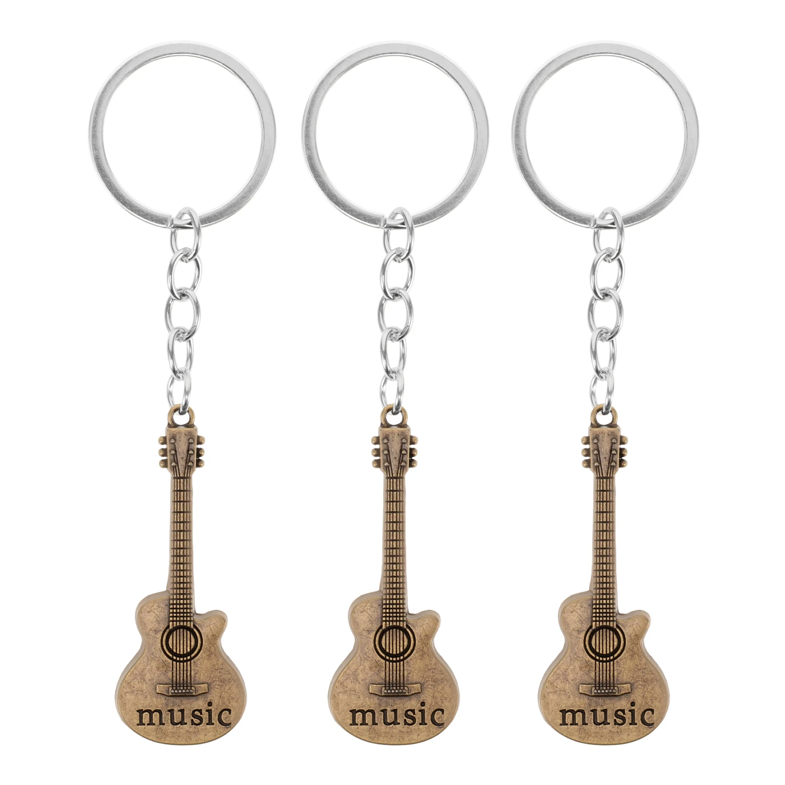 

3 Pcs Accessories Music Guitar Key Chain Cute Zinc Alloy Musical Keychain Pendant