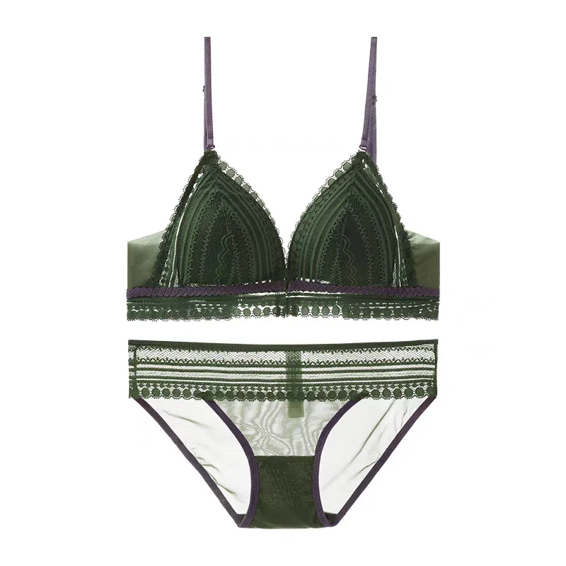 Front Buckle Push Up Lingerie Small Young Girl Intimates Lace Wireless Thin Cup Women U Beautiful Back Bra And Panty Underwear