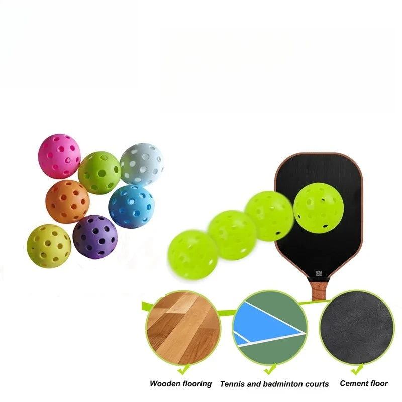 

Набор из 3/6/12 цветных и прочных мячей для пиклбола с 26 отверстиями, 72 мм, для тренировок и соревнований