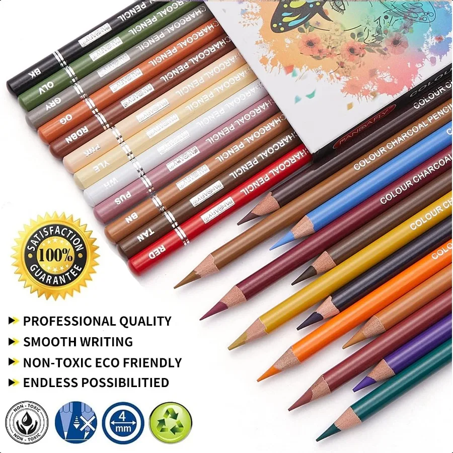Profional Colored Charcoal Pencils Drawing Set Skin Tone Colored Pencils Pastel Chalk Pencils for Sketching Shading Coloring La