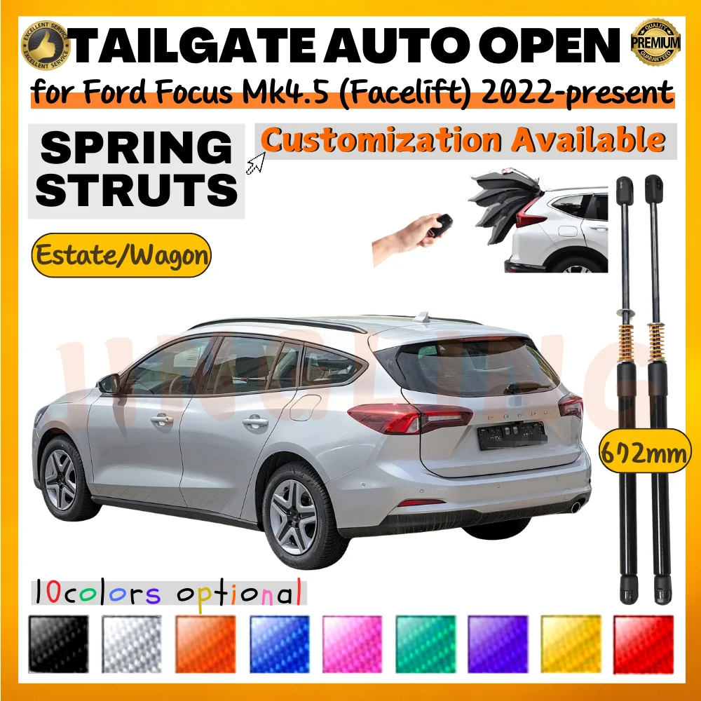

Qty(2) Trunk Struts with Spring for Ford Focus Mk4.5 Estate (Facelift) 2022-present 672mm Rear Tailgate Boot Lift Supports Shock