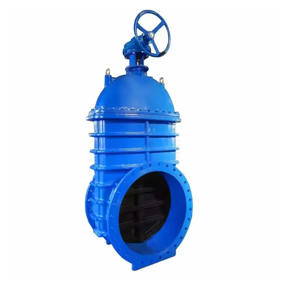 صمام بوابة يدوي DN200 DN1200 مع تروس مشطوف تعمل بقطر كبير وختم ناعم للمياه PN10 وPN16 تصميم مانع للتسرب