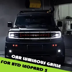 Car Luminous Grille Fit for BYD Leopard 5 Modification Black Warrior with Light Logo Grille Car Appearance Upgrade Parts