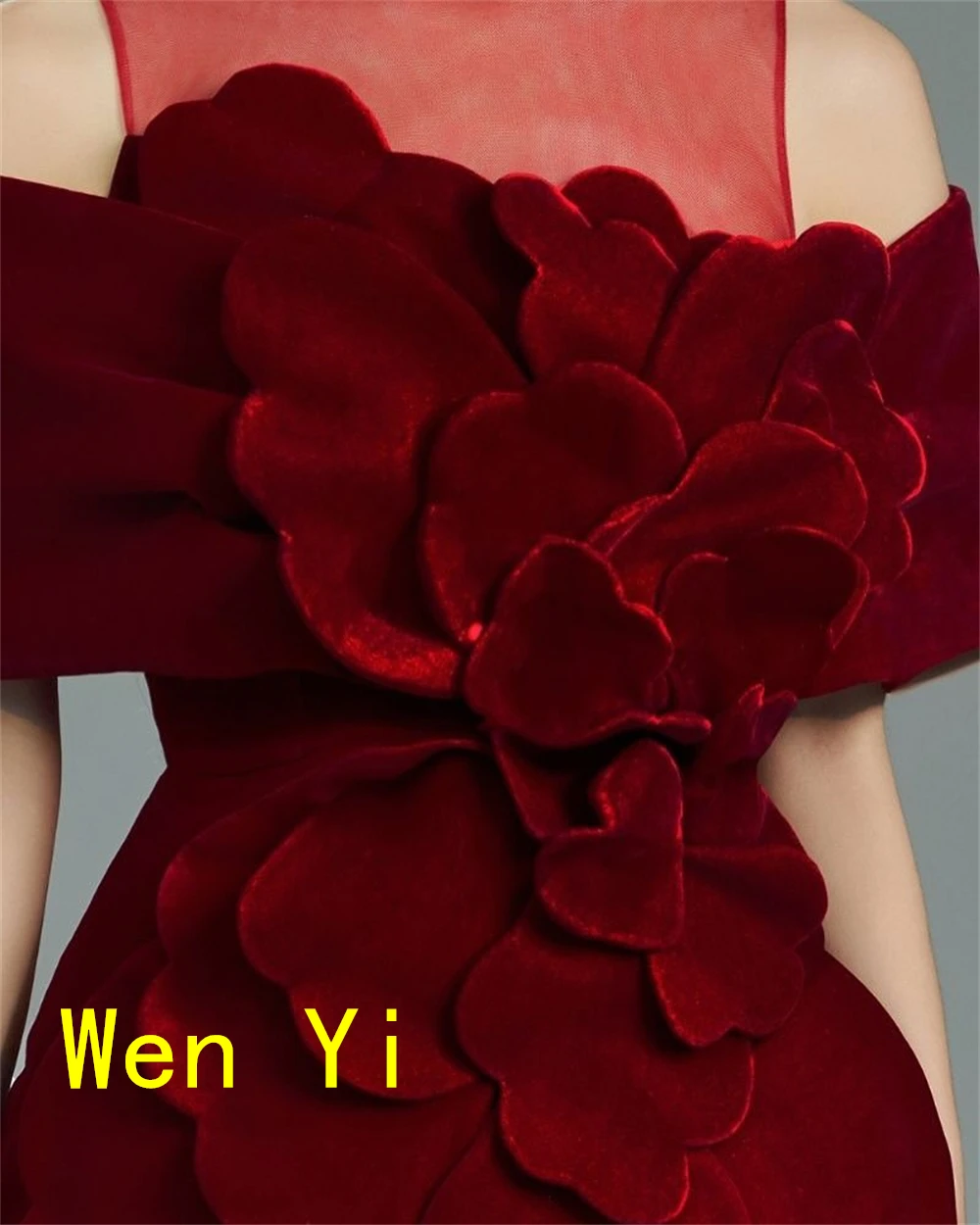 CustomizedCustomized Fashion  Burgundy Jersey Evening Dress Formal Crew Neck Off the Shoulder Mermaid Zipper Back Side Slit  Pro image 6