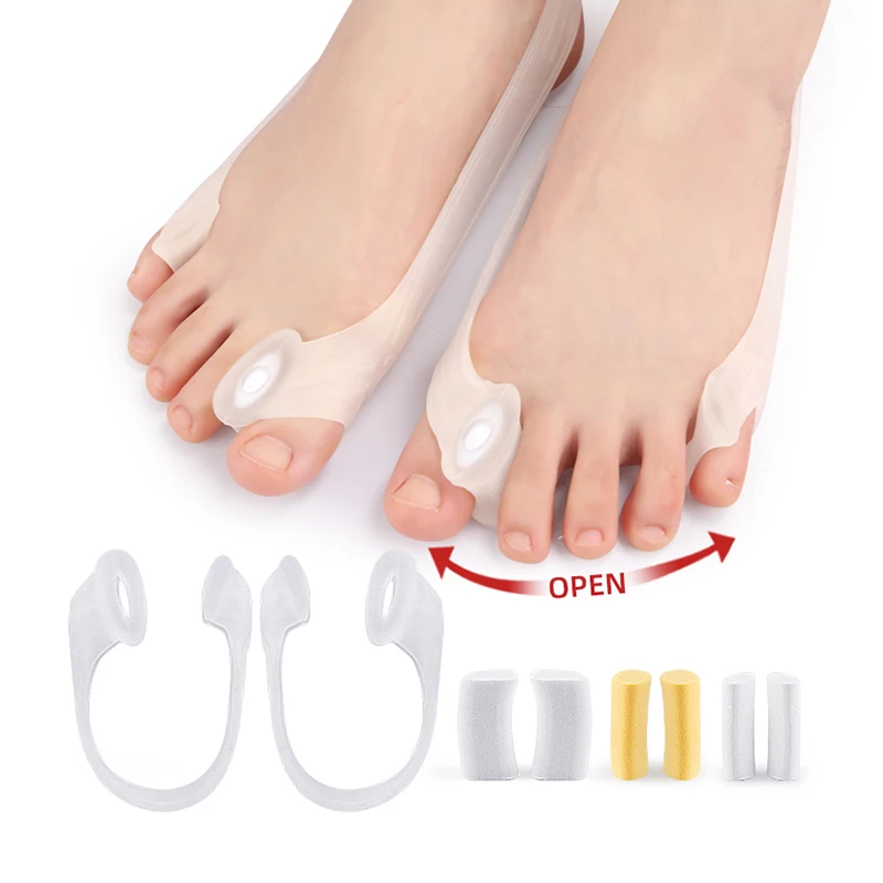 2Pcs Thumb Toe Orthosis Gel Tension Strap Wearable Hallux Valgus Bunion Pain Corrector Unisex Deformity Foot Relief Separator