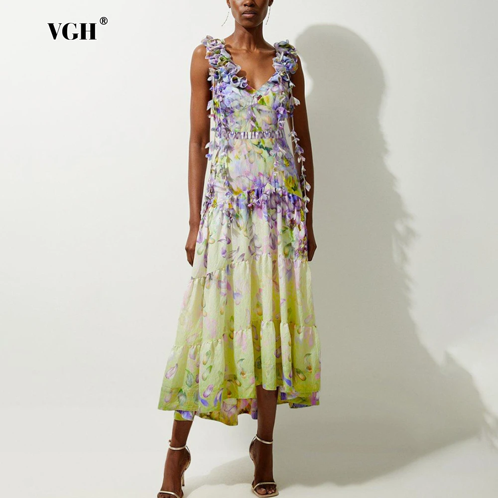 

VGH Купальник-бикини из двух предметов для женщин, лоскутный топ с цветочными кисточками и высокой талией, нерегулярная юбка средней длины с принтом, модный женский костюм