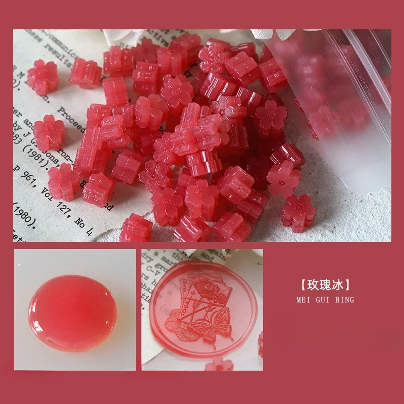 60 stks Semi Transparante Jade Kleur Lakzegel Stempel Deeltjes Sakura Vorm Wax Materiaal DIY Handboek Wenskaart Afdichting Tool