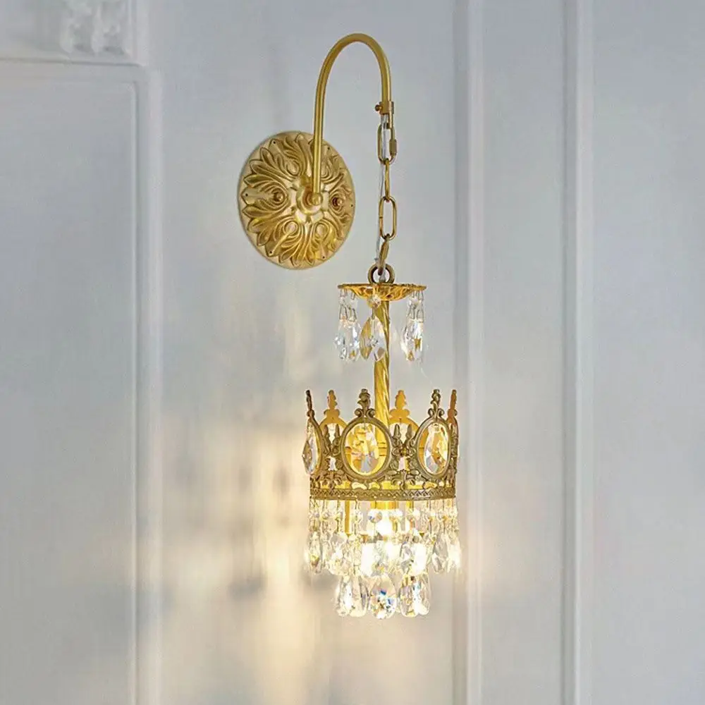 

Настенный светильник Crown Crystal для спальни, современный, в стиле дворцовых ворот, для прикроватной зоны, коридора, роскошный европейский настенный светильник для гостиной
