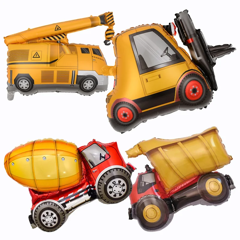 

Construction Truck Foil Balloons Birthday Baby Shower Decoration Bulldozer Dump Truck Excavator Forklift Mixer Truck Crane Car