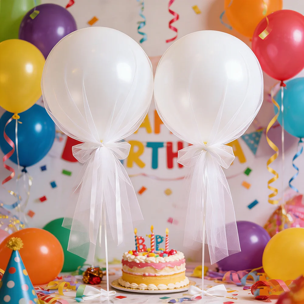 

2pcs 1.6×1.6m White Gauze Mantle Ball Decor Wedding Engagement Birthday Decoration Children's Day Valentine's Day Baby Shower