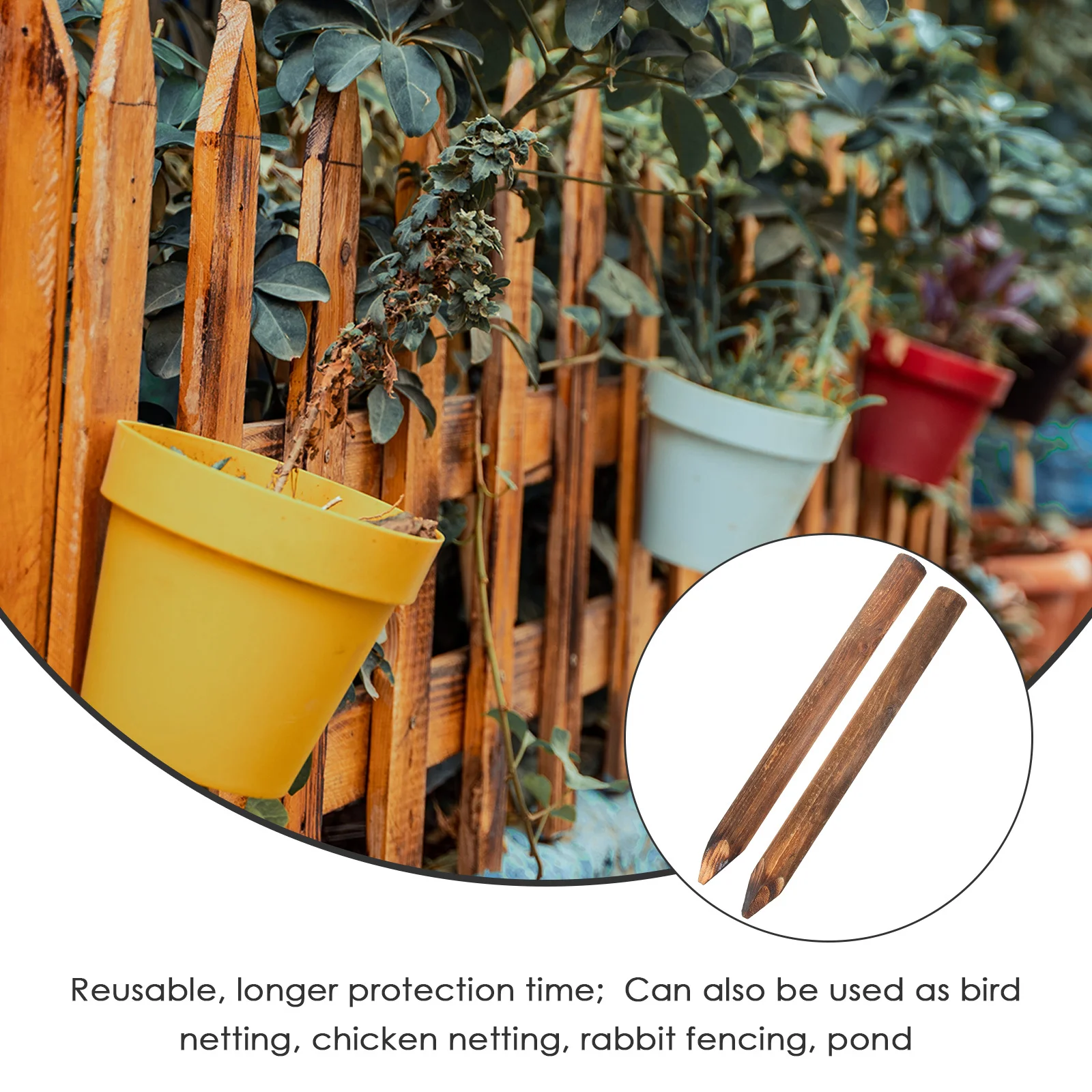 

2Pcs Durable Wood Garden Fence Lawn Edging Borders Portable Tree Support DIY Flower Bed Pathway Decoration Garden Edgings