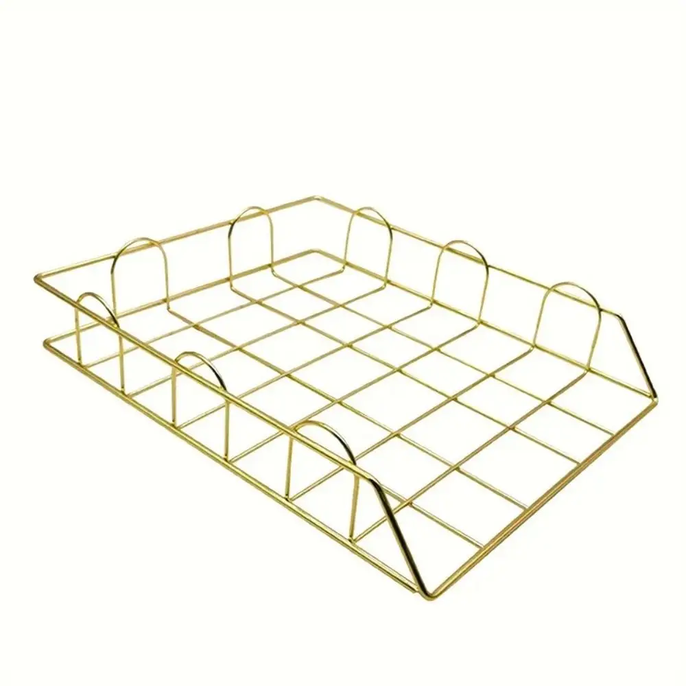 

Storage Basket A4 File Storage Basket Organizer Rack Pen Holder Stackable File Folder Mesh Bottom Metal Iron