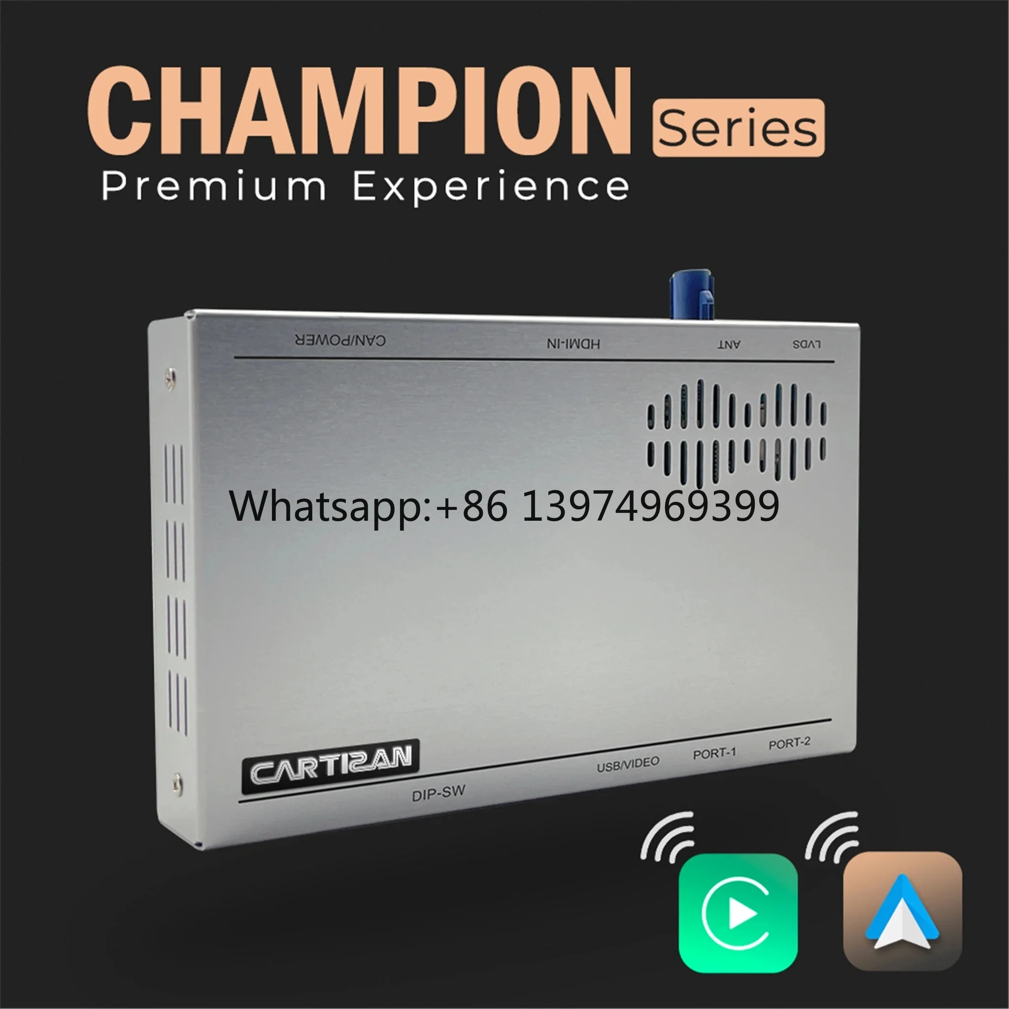 Cartizan Champion Series OEM Upgrade Retrofit Kit Plug Play Wireless CarPlay Android Auto Dual-Band WiFi Bluetooth for Audi A4