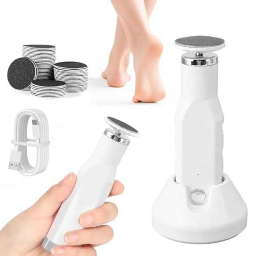 

Электрическая пилка для удаления мозолей с ног, регулируемая скорость, зарядка через USB, съемные и моющиеся 60 сменных наждачных дисков