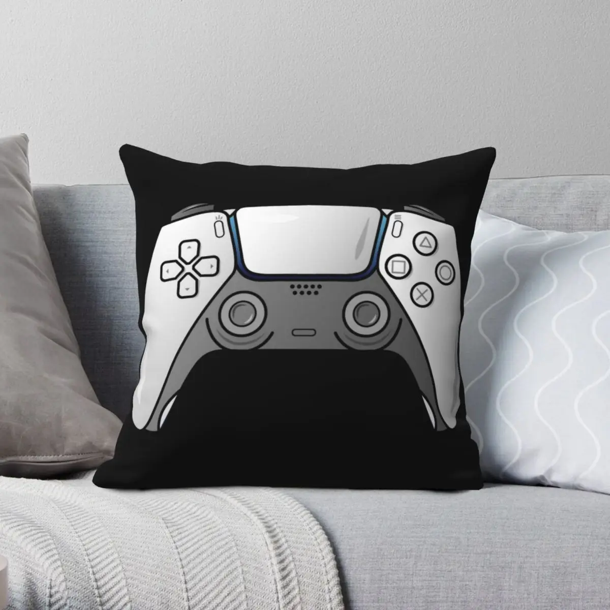 PS5 Controller Art Design Square Pillowcase Polyester Linen Velvet Printed Zip Decorative Car Cushion Cover